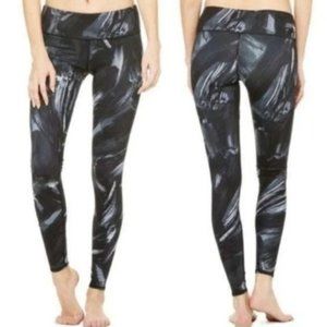ALO Yoga Brushstrokes Leggings Full Length Black Gray Small